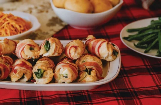 Bacon wrapped stuffed chicken breast